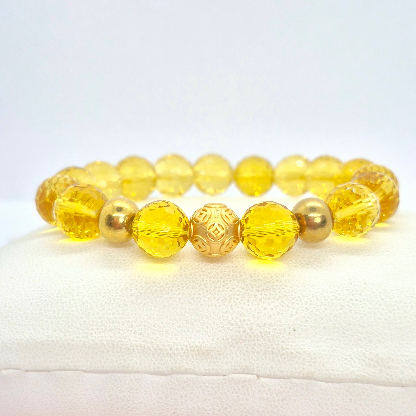 Natural Faceted Citrine Bracelet with 10 or 12mm Stones