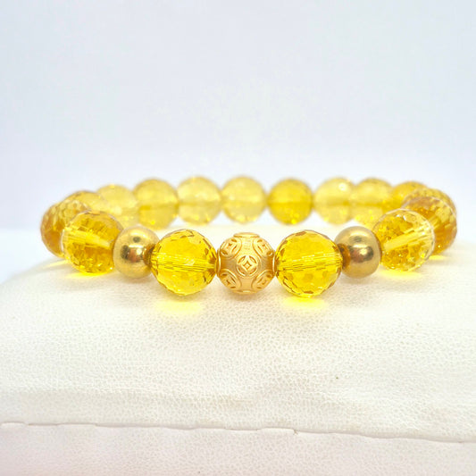Natural Faceted Citrine Bracelet with 10 or 12mm Stones