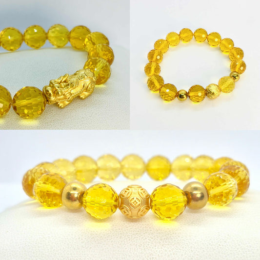 Natural Faceted Citrine Bracelet with 10 or 12mm Stones