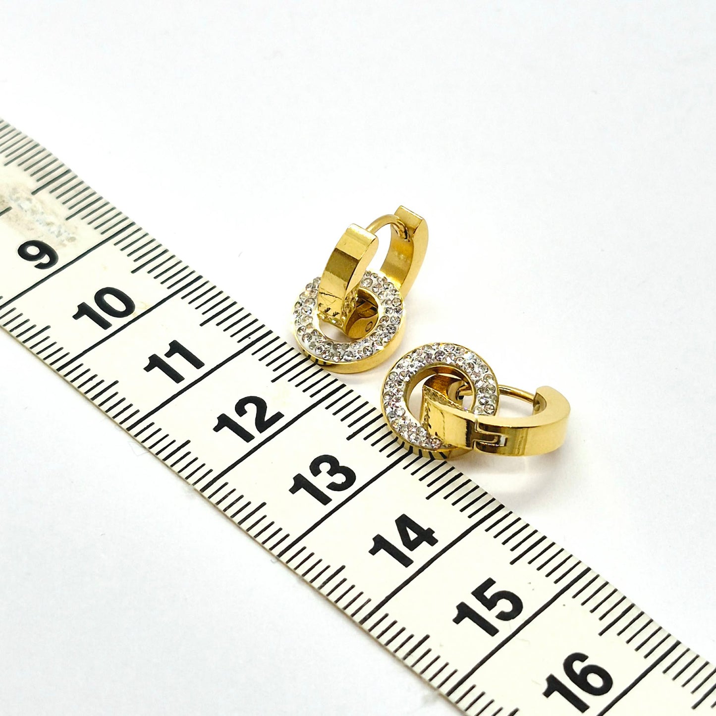 Zircon Circle Hoop Earrings in Stainless Steel Gold Plated