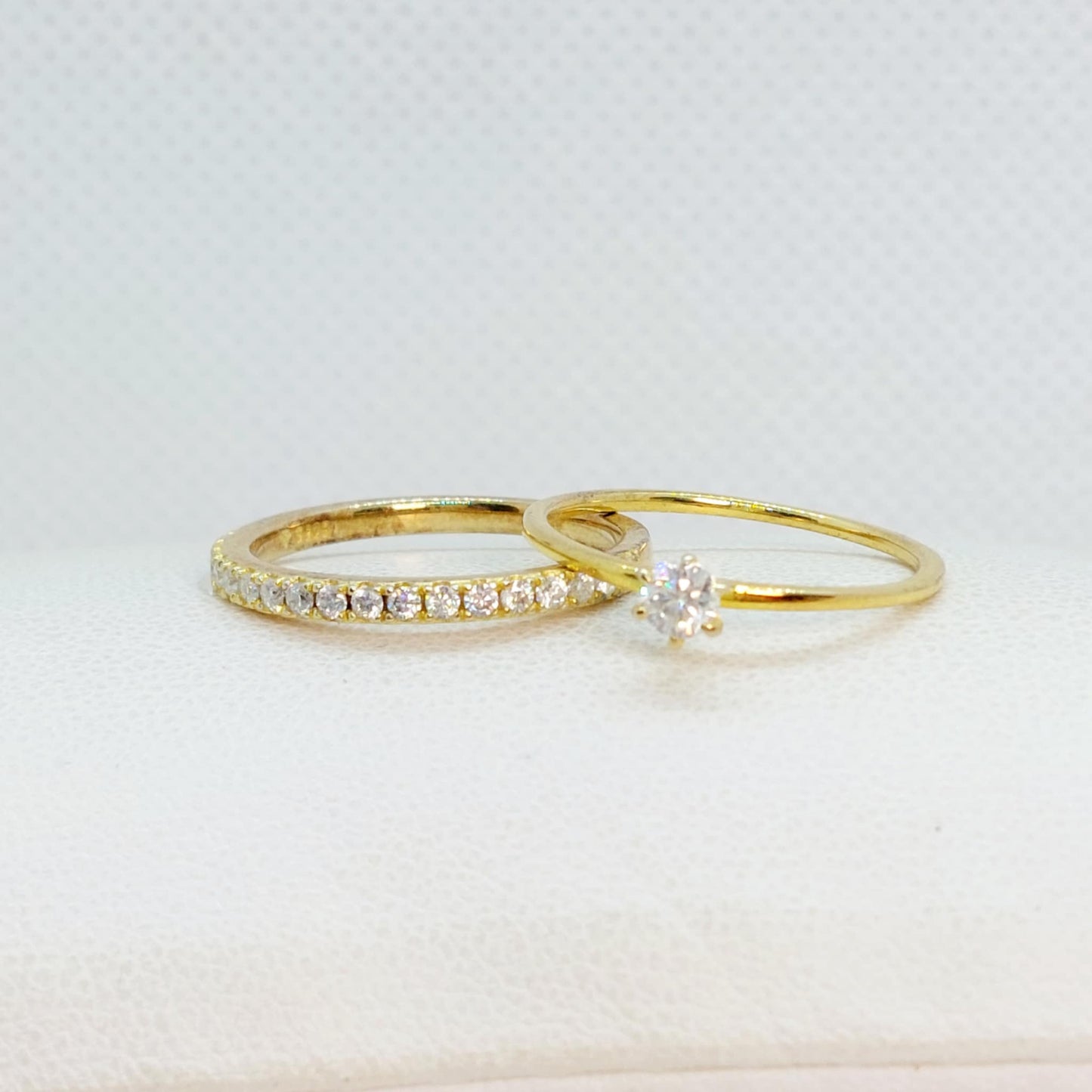 Double Ring Combo with Moissanite Diamond in Gold Plated Sterling Silver