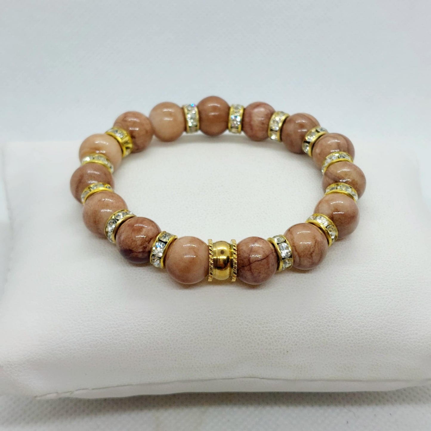 Natural Light Brown Jade Bracelet with 10mm Stones