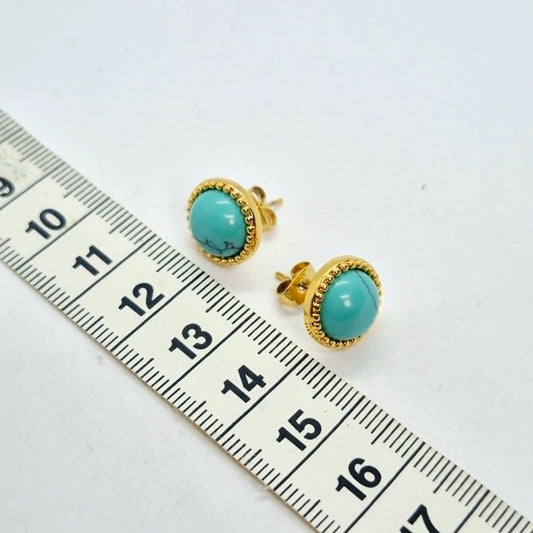 Natural Turquoise Earrings in Stainless Steel Gold Plated