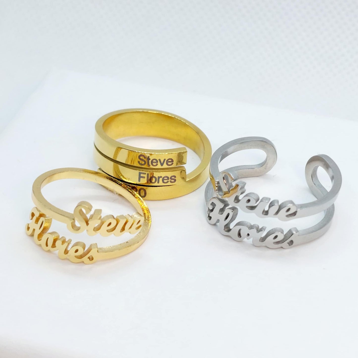 Customizeable Ring in Stainless Steel Resizeable for Names or Special Dates