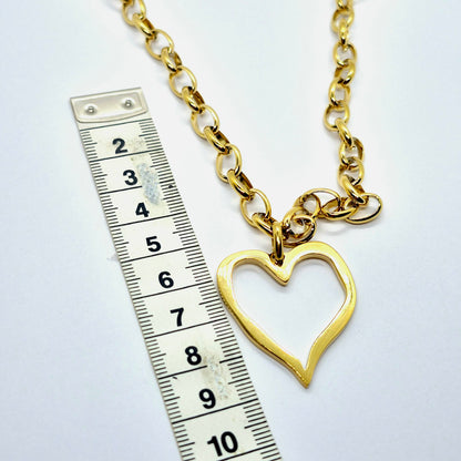 Heart Pendant Necklace in Gold Platted Stainless Steel