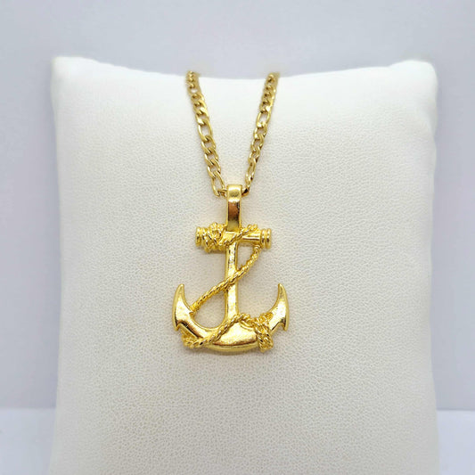 Anchor Pendant in Gold Plated Stainless Steel with Chain Necklace