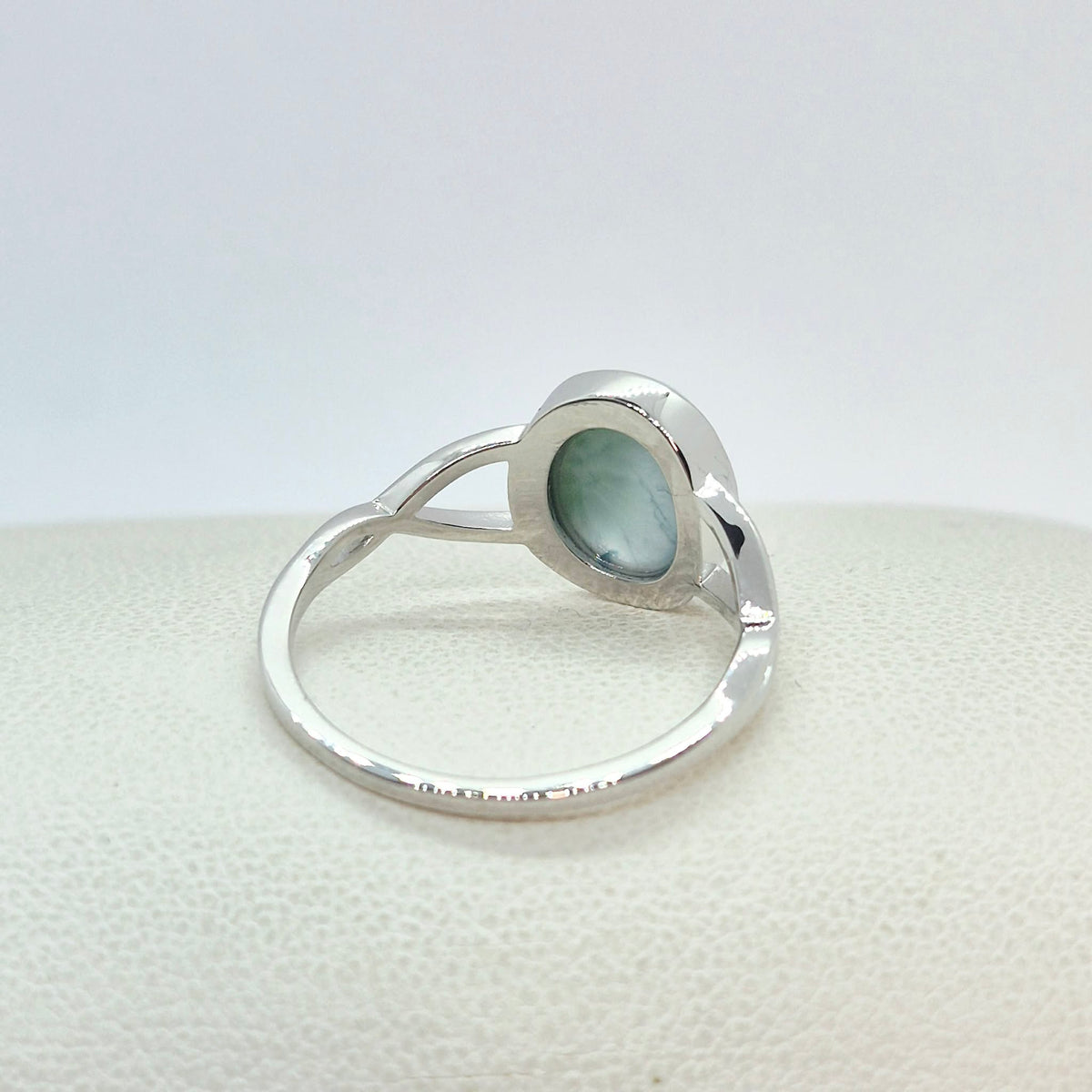 Natural Larimar Stone Ring in Sterling Silver