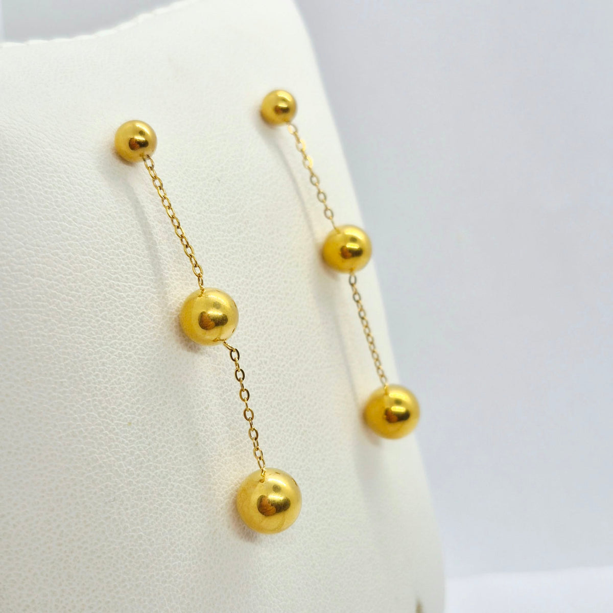 Stainless Steel Balls Dangle Earrings Gold Plated