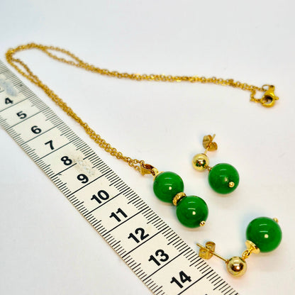 Natuurlijke Zuid-Chinese Jade Mini Set in Verguld Roestvrij Staal