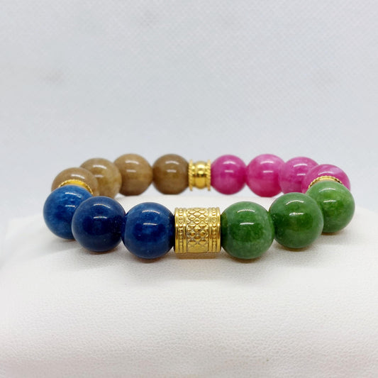 Natural Mixed Tourmaline Bracelet in 12mm Stones