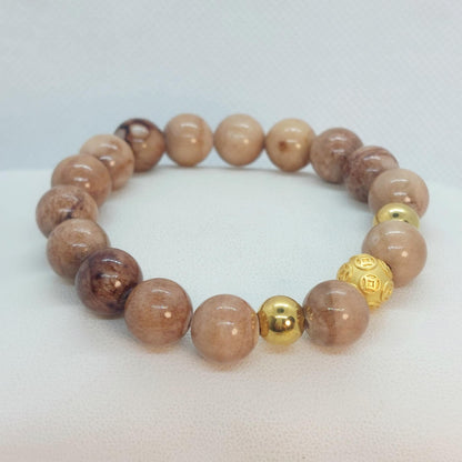 Natural Light Brown Jade Bracelet with 10mm Stones