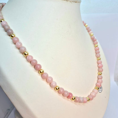 Natuurlijke Roze Opaal Ketting Choker van 6mm Kralen