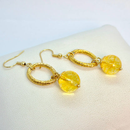 Natural Citrine Set in Gold Plated Stainless Steel with Silver Pixiu
