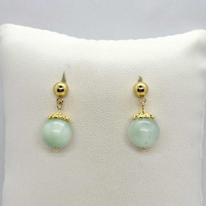 Natural Burmese Jade Dangle Earrings in Gold Plated Stainless Steel (Copy)