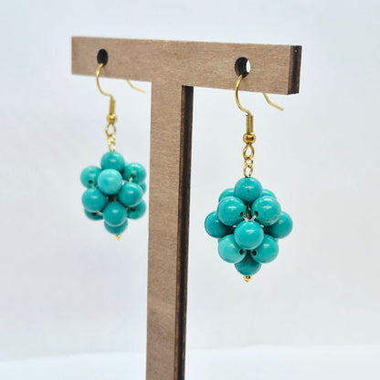 Natural Turquoise Earrings in Stainless Steel Gold Plated