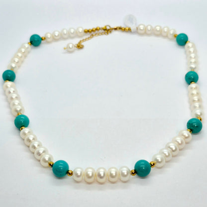 Natural Turquoise and Pearl Set 10mm Stones