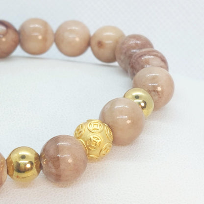 Natural Light Brown Jade Bracelet with 10mm Stones