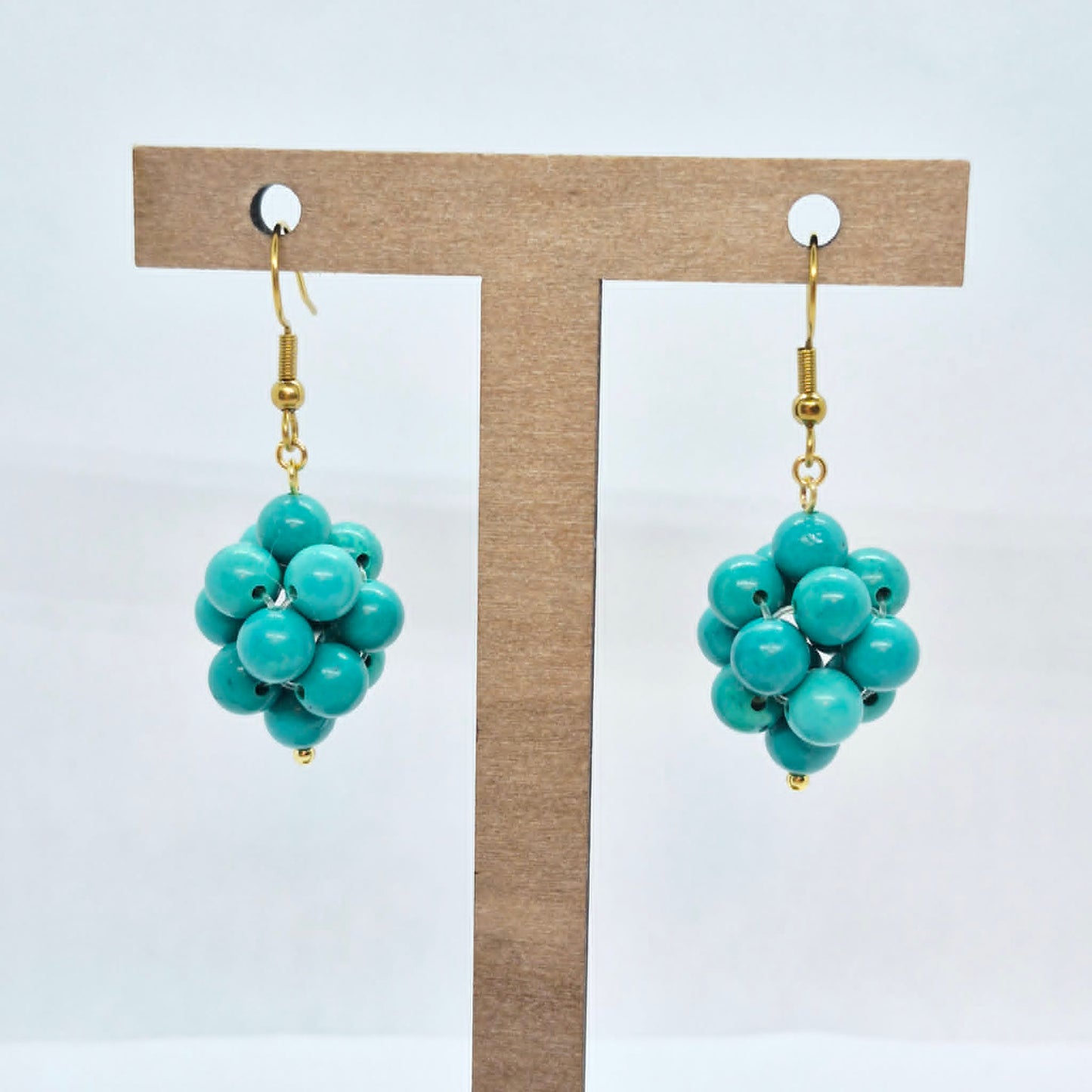 Natural Turquoise Earrings in Stainless Steel Gold Plated