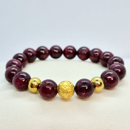 Natural AAA Ruby Stone Bracelet in 10mm Stones