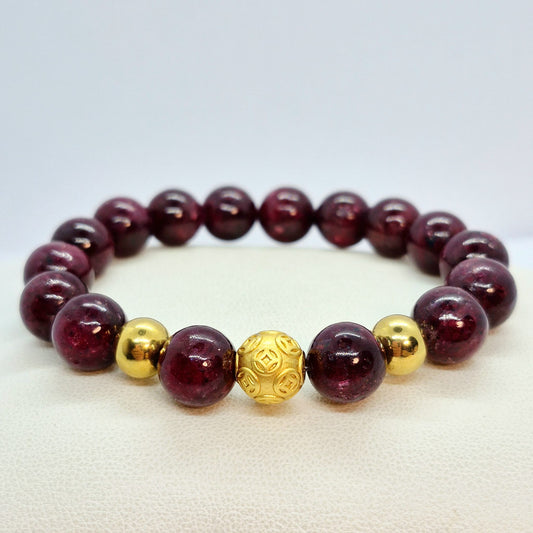 Natural AAA Ruby Stone Bracelet in 10mm Stones