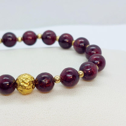 Natural AAA Ruby Stone Set in 8mm and 10mm Stones with Stainless Steel Gold Plated
