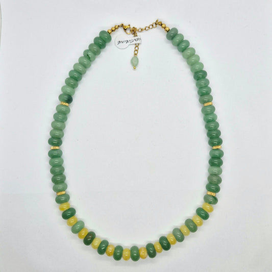 Natural Aventurine and Yellow Agate Necklace Choker