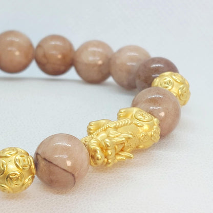 Natural Light Brown Jade Bracelet with 10mm Stones