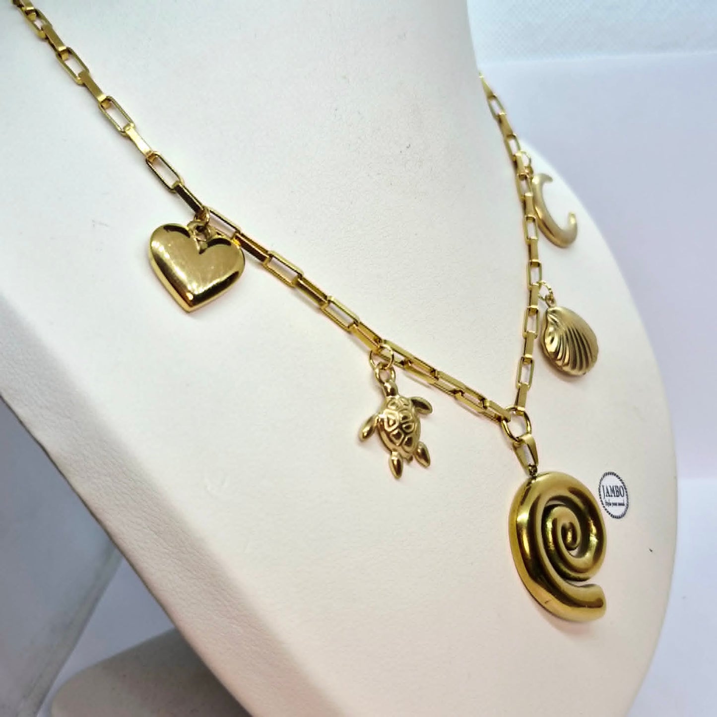 Sea Themed Necklace in Gold Plated Stainless Steel