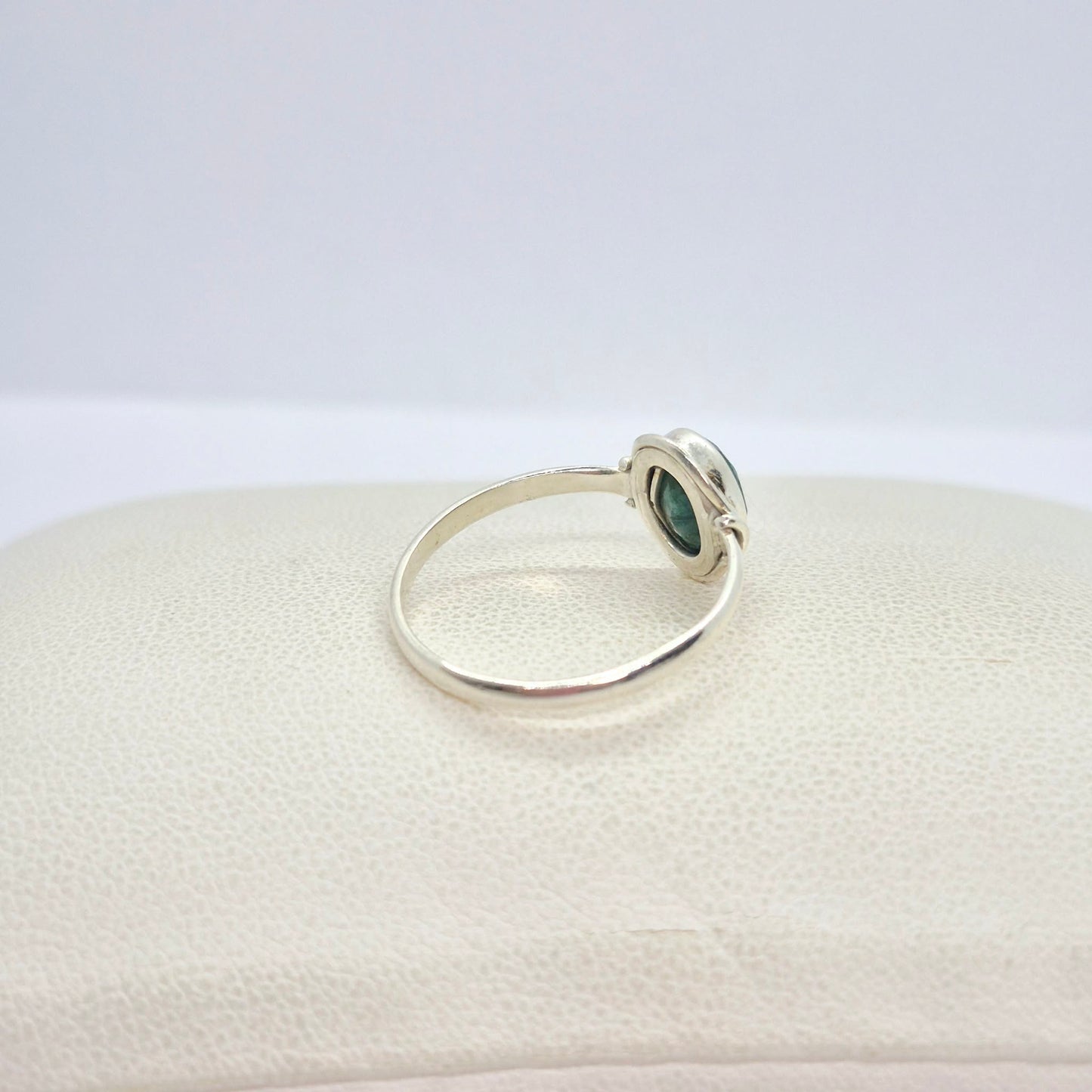 Natural Emerald Stone Ring in Sterling Silver Setting