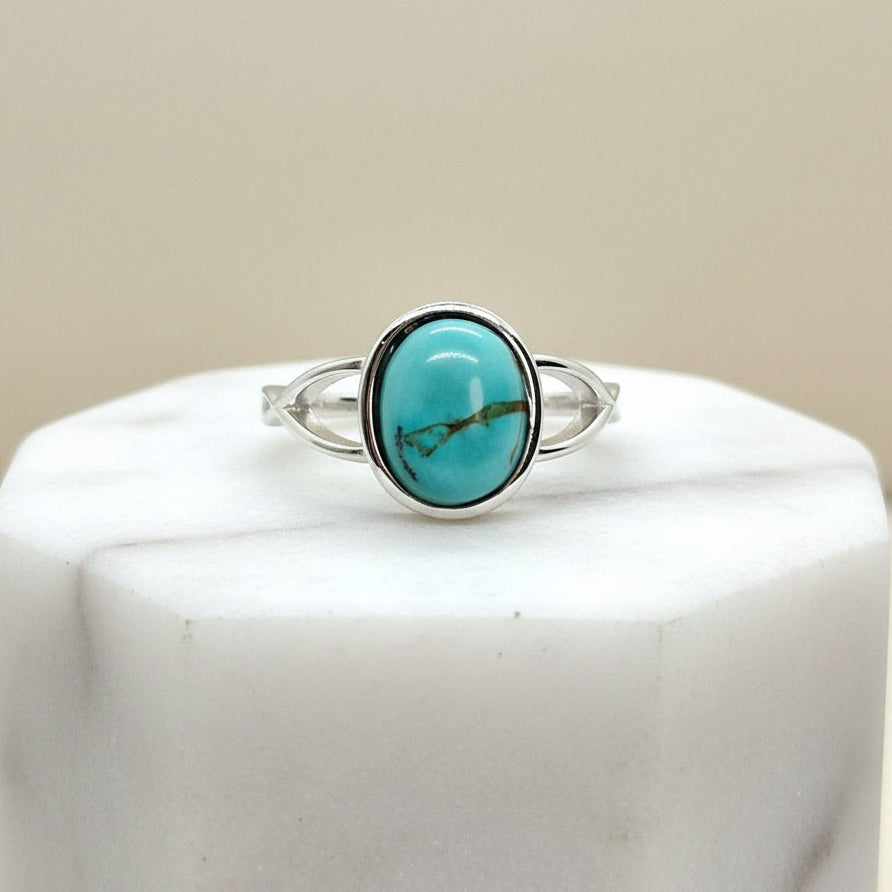 Natural Turquoise Ring in Sterling Silver