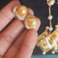 Natural Golden 10mm South Sea Pearl Stud Earrings in Gold Plated Sterling Silver