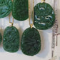 Natural Hetian Jade Dragon Pendant with Gold Plated Stainless Steel Chain Necklace