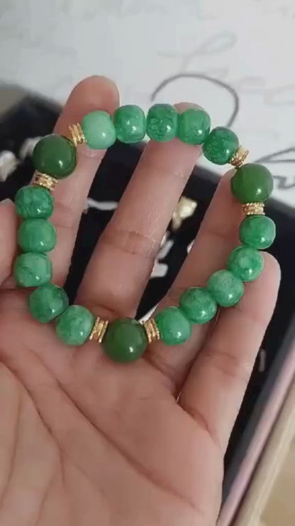 Natural Mixed Chinese and Hetian Jade Bracelet in 10-12m Stones