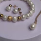 Natural Freshwater Pearl Set in Gold Plated Stainless Steel