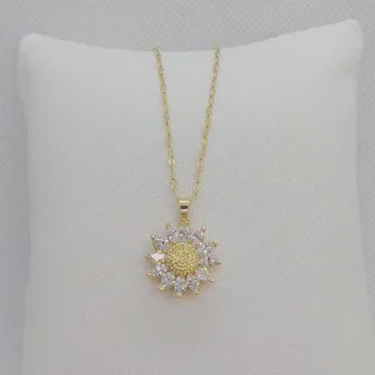 Spinning Star Pendant with Stainless Steel Gold Plated Chain Necklace