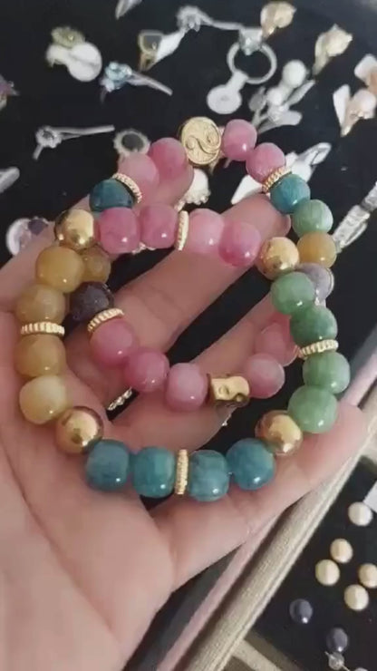 Natural Mixed Tourmaline Bracelet in 10m Stones