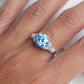 3ct Blue Moissanite Diamond Ring in Sterling Silver