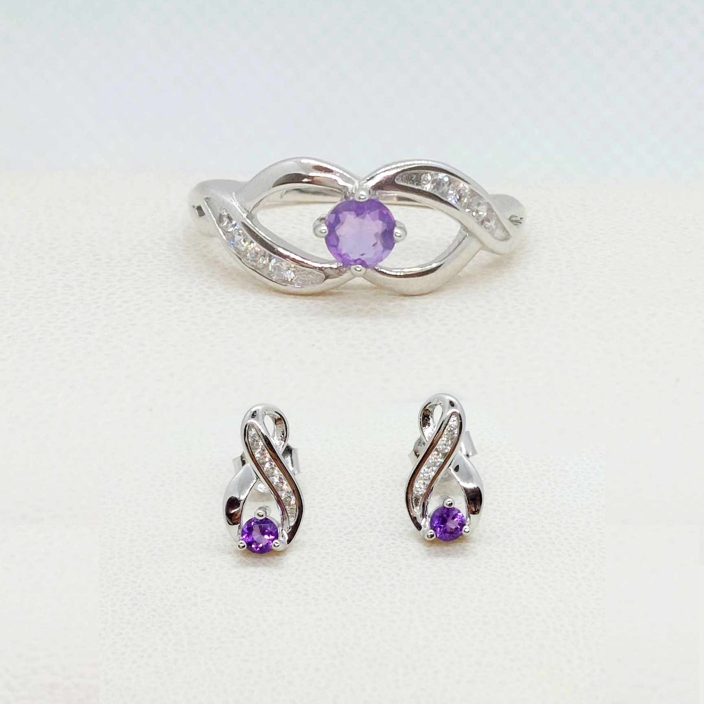 Natural Amethyst Mini Set in Sterling Silver