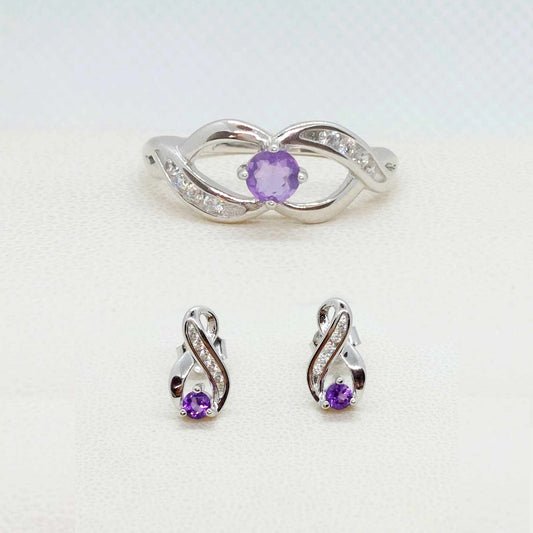 Natural Amethyst Mini Set in Sterling Silver