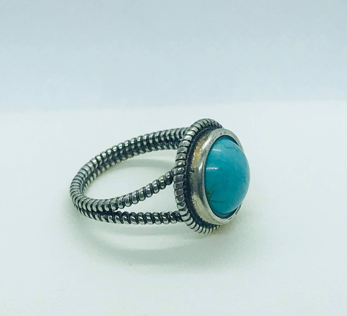 Natural Turquoise Stone Ring - Vintage Style - Sterling Silver