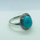 Natural Turquoise Stone Ring - Vintage Style - Sterling Silver