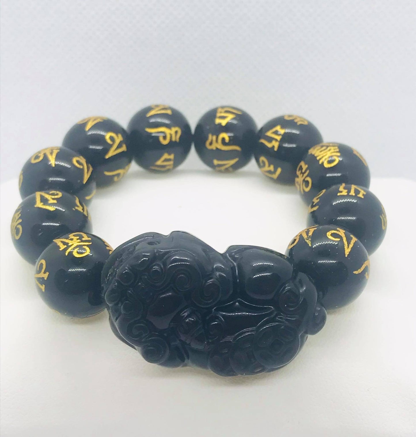 Natural Black Obsidian Feng Shui Bracelet - 14mm