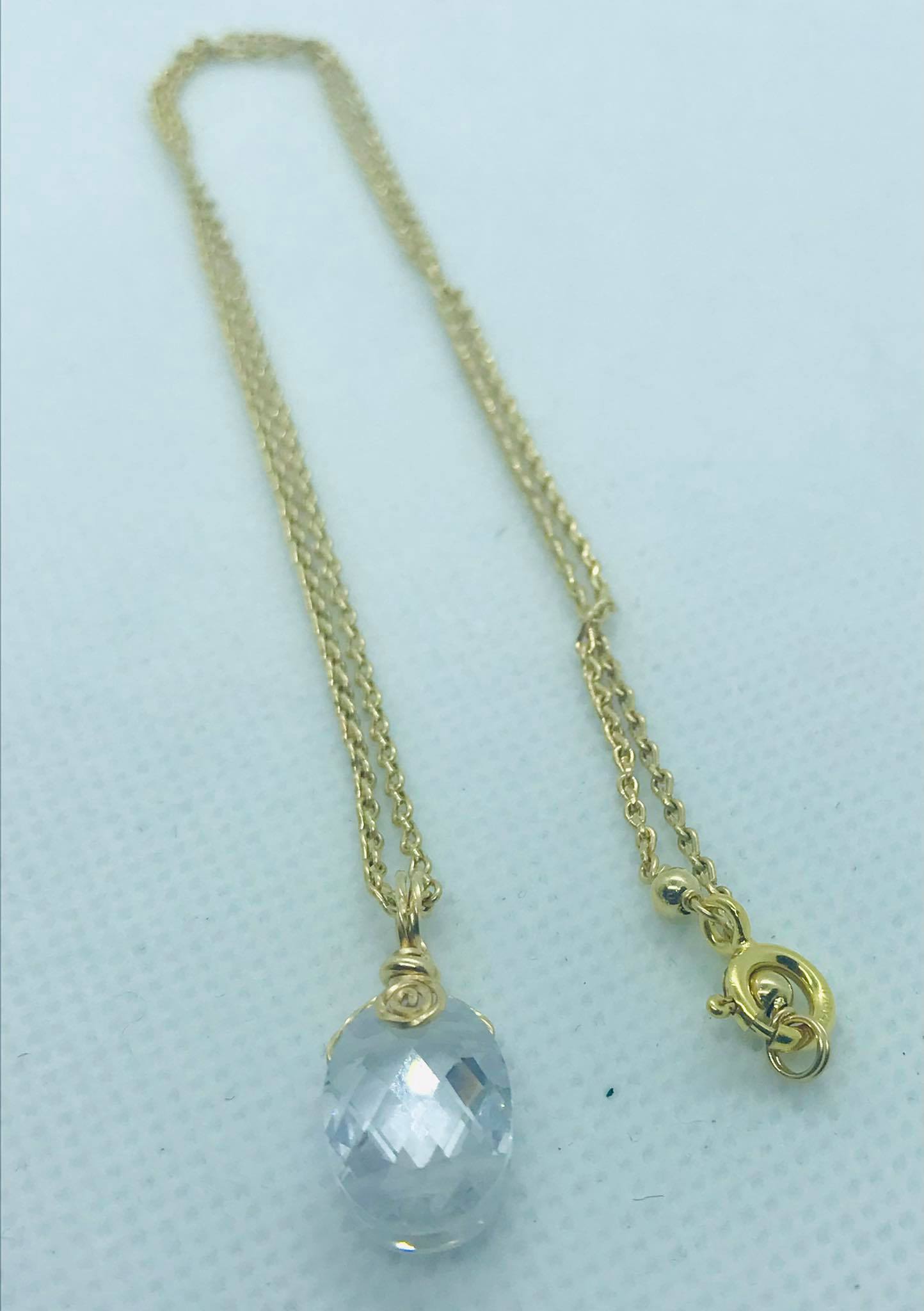 White Crystal Jewelry Set in Solid 10K Gold Lab Created