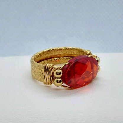 Ruby Set in Solid 10K Gold Lab Created