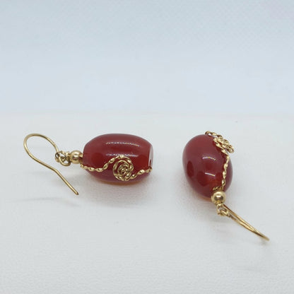 Natural Carnelian Stone Mini Set in Solid 10K Gold