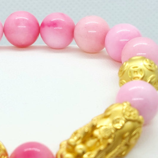 Natural Pink Jasper Stone Feng Shui Bracelet - 10mm