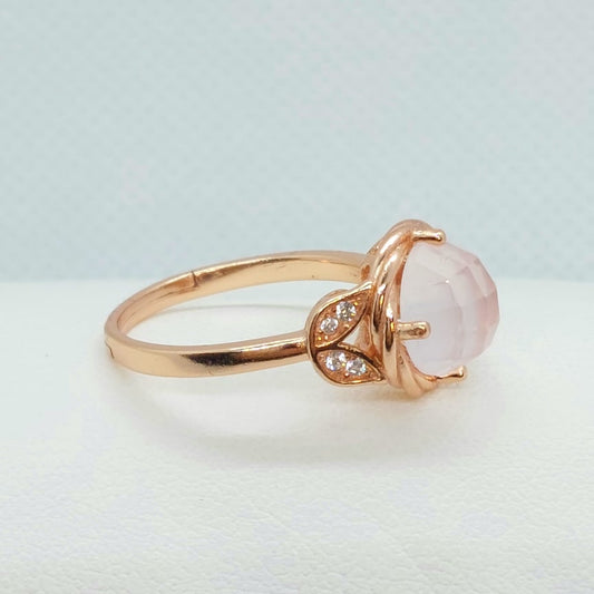 Natural 2ct Rose Quartz Ring in Rose Gold Plated Sterling Silver Resizeable