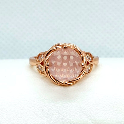 Natural 2ct Rose Quartz Ring in Rose Gold Plated Sterling Silver Resizeable