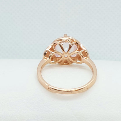 Natural 2ct Rose Quartz Ring in Rose Gold Plated Sterling Silver Resizeable