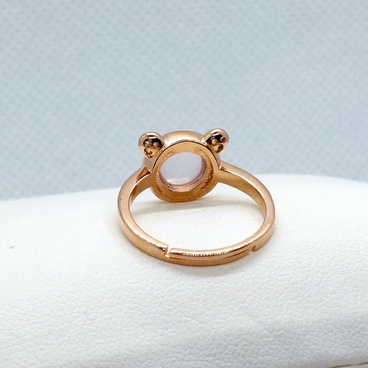 Natural Rose Quartz Ring - Sterling Silver Rose Gold Plated - Resizeable